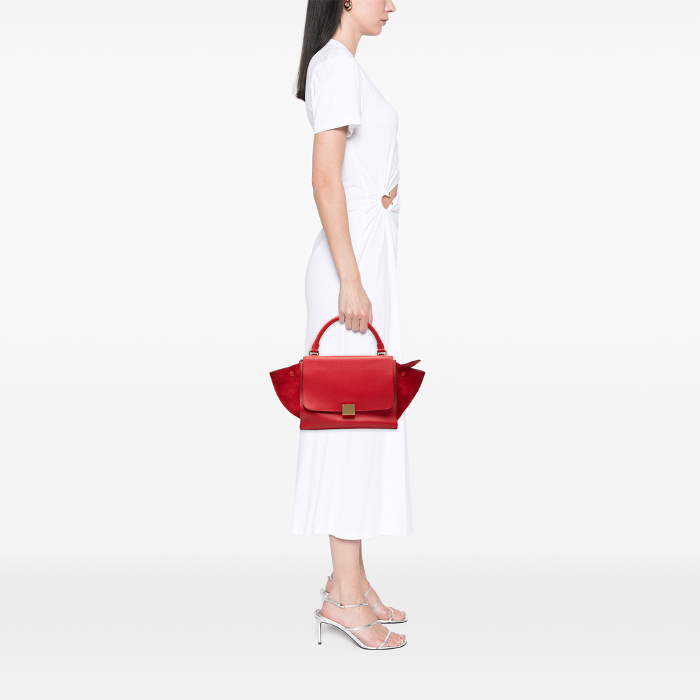 Pre-Loved Celine Small Drummed Calfskin and Suede Trapeze Satchel - Picture 7 of 7